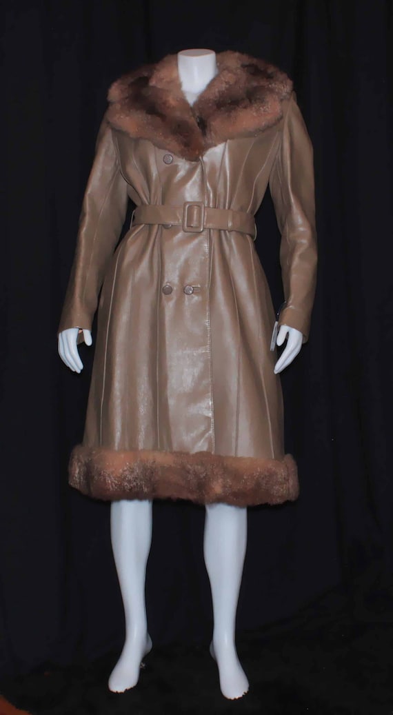 1970s leather and fur coat, by Hurtig, vintage win
