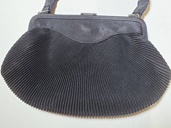 Mid Century Black Faille Handbag with Rhinestone … - image 4