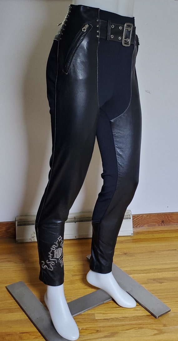 Vintage Harley Davidson Lace-up Leather Pants, Size 4 Black Leather Pants -   Canada