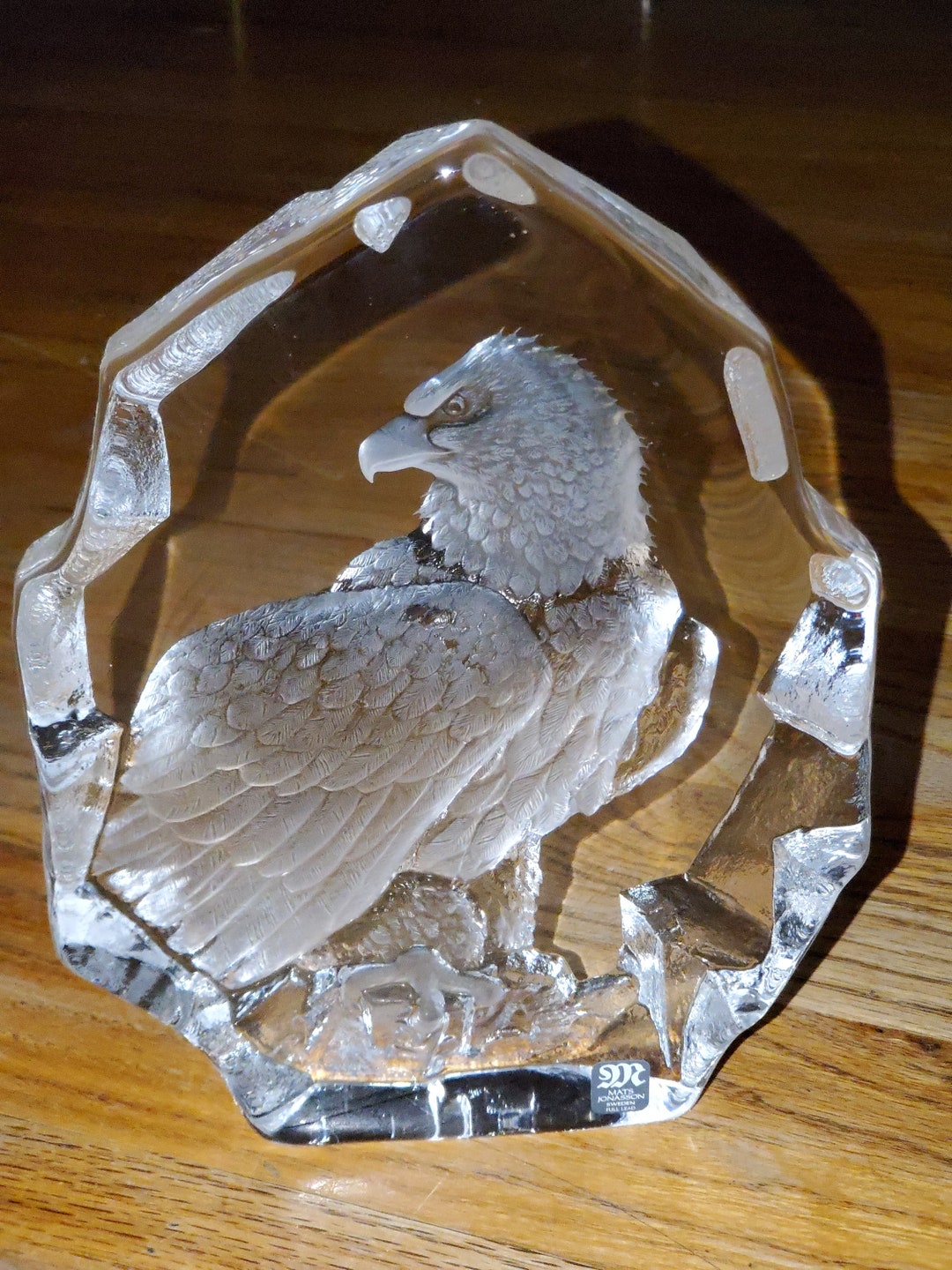 Vintage Mats Jonasson Lead Crystal Eagle Etsy