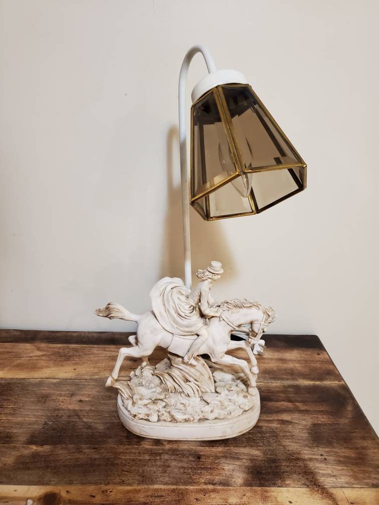 Lamps Home & Living Vintage MCM Ceramic Black Horse Table Lamp with