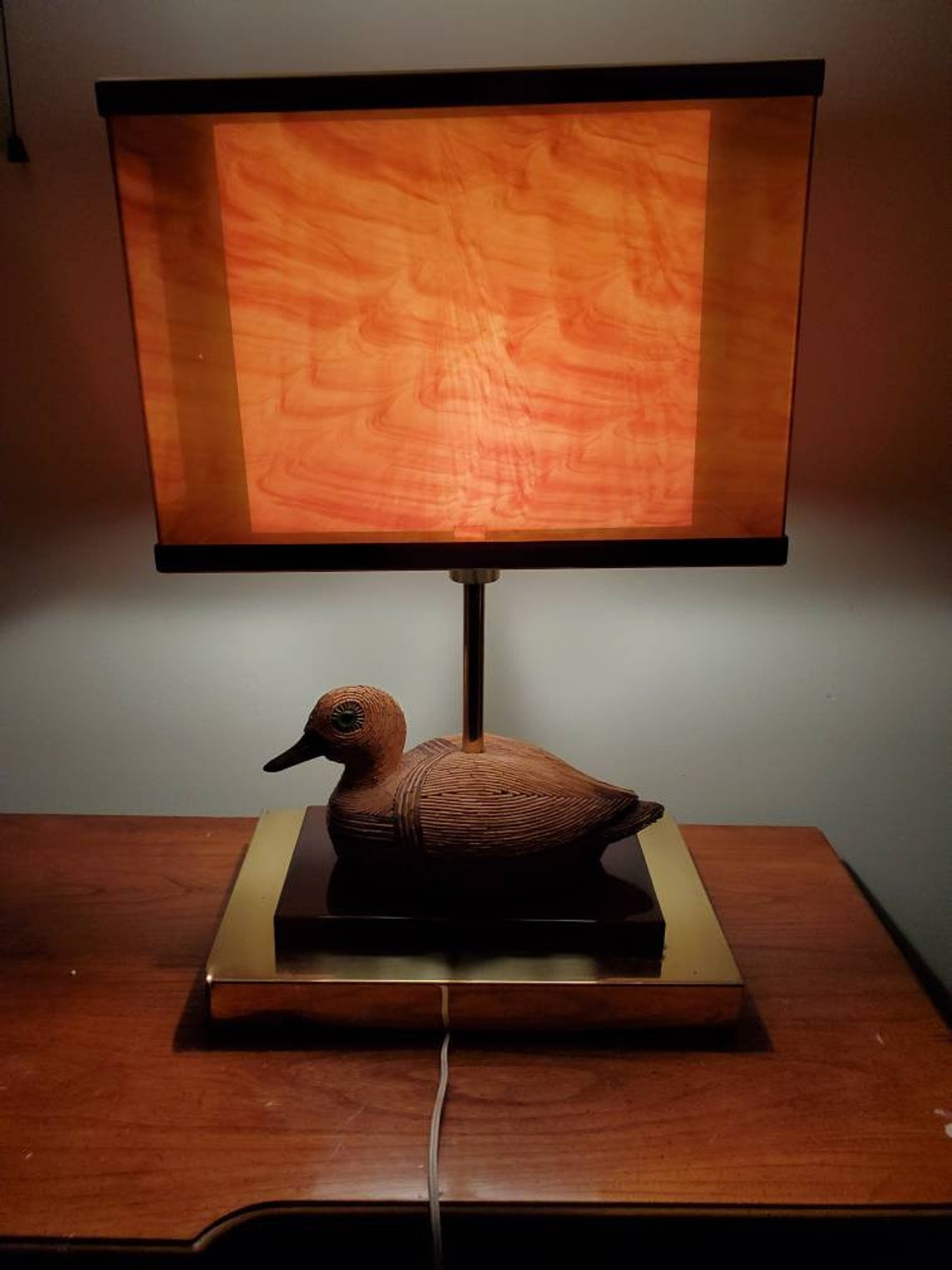 Large Wooden Duck Lamp Vintage Table Light 1970s Decor Etsy