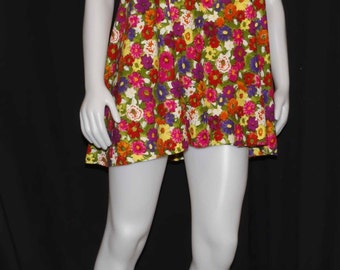 1970's flowered Tent Dress, by California, made in the U.S.A, Women's Small, Floral Print, Vintage