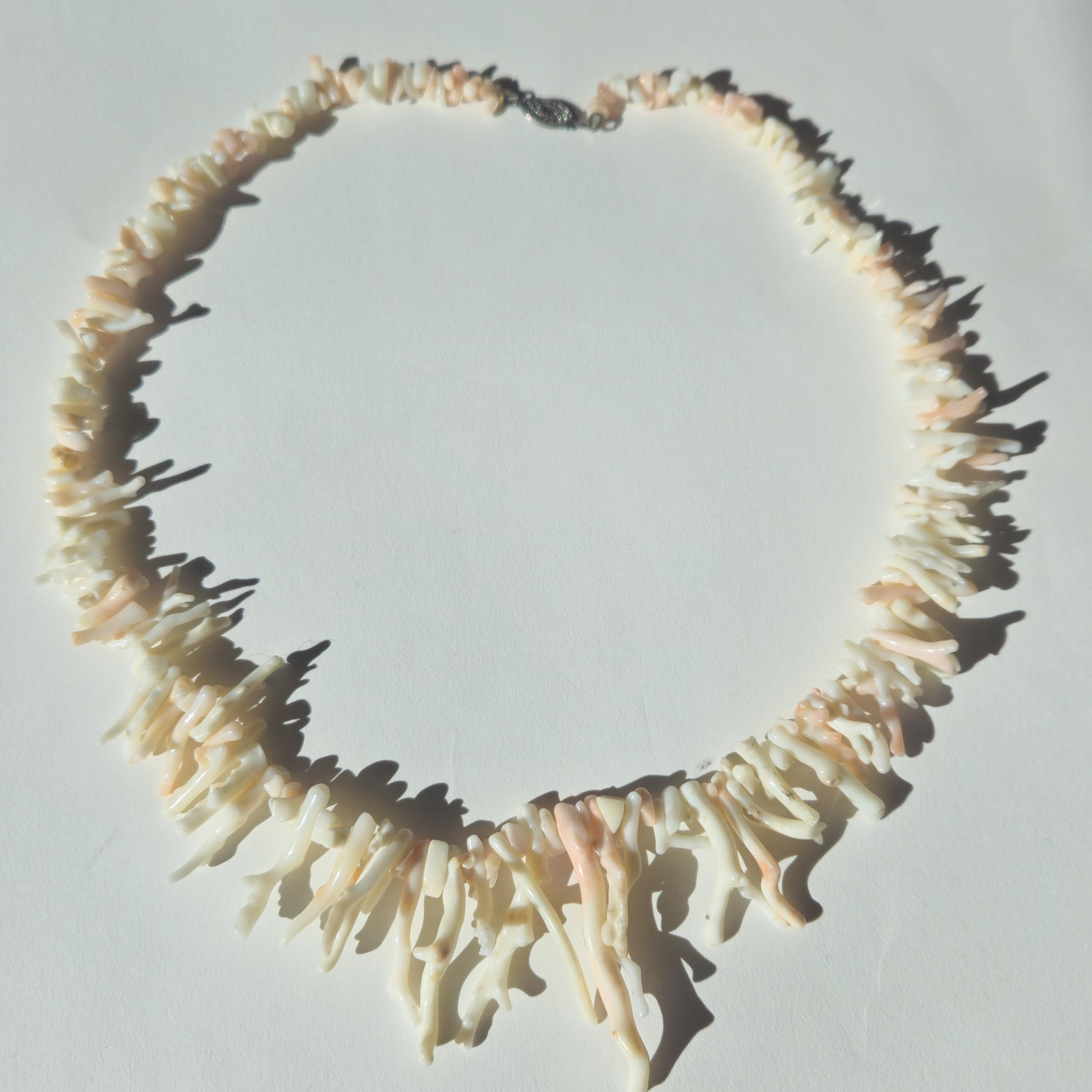 Vintage Angel Skin Coral Necklace: 18" Genuine Sea Branch Jewelry