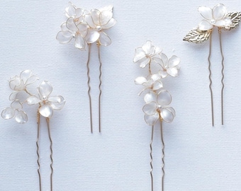 Jasmine Bridal Hair Pins – Pearl Floral Wedding Hairpiece Set of 4
