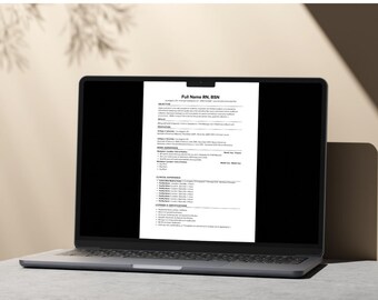 New Graduate Nurse Resume Template, Residency Nursing Program, Registered Nurse, RN, Nursing Student Resume, Simple, Black and White