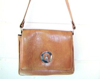 Vintage 60's / 70's Mod Beige Vinyl Purse -