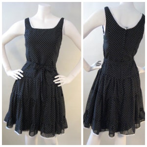Vintage 1950&#39;s/1960&#39;s Black & White Polka Dot Knee-Length Party Dress -SO DARLING! -