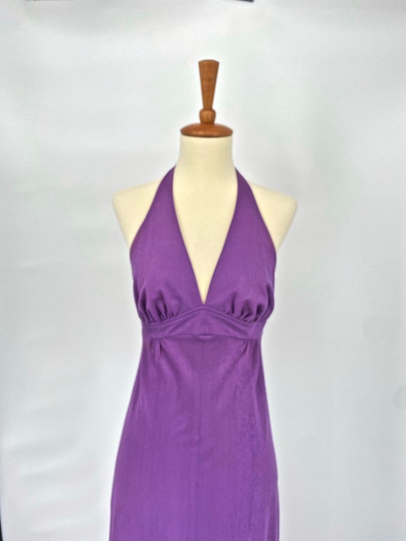 Vintage 1970s Orchid Purple Halter Maxi Dress - image 3