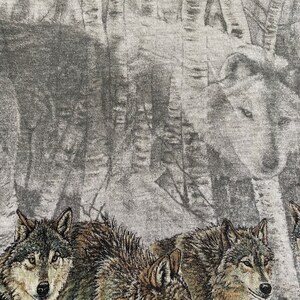 Vintage 80s 90s Wolf T-Shirt -Single Stitch - Paper Thin - Wolf Family - Wolf Pack - Gray Cotton - Adult T-Shirt L- bild 5