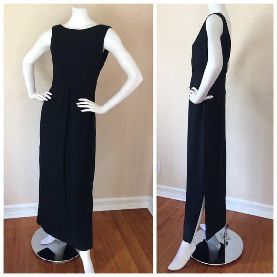 Vintage 1950s Black Sleeveless Floor length Dress