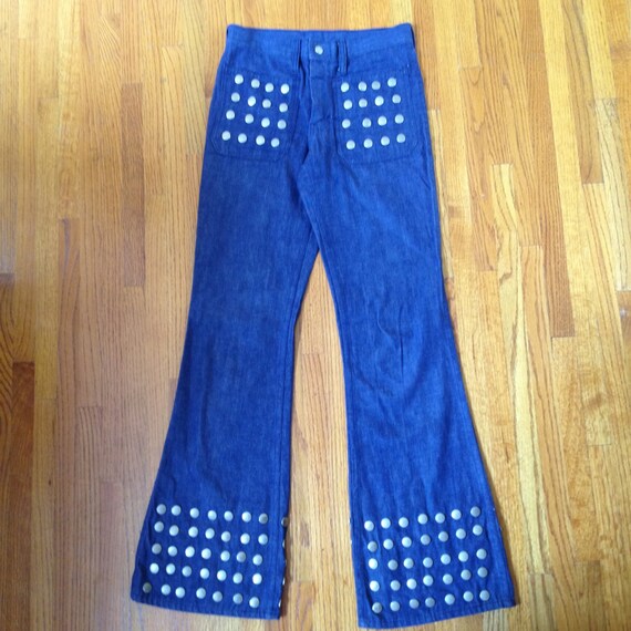 Vintage Studded 60s/ 70's Dark Denim Gunmetal Blu… - image 2