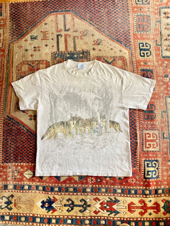 Vintage 80s 90s Wolf T-Shirt -Single Stitch - Pape