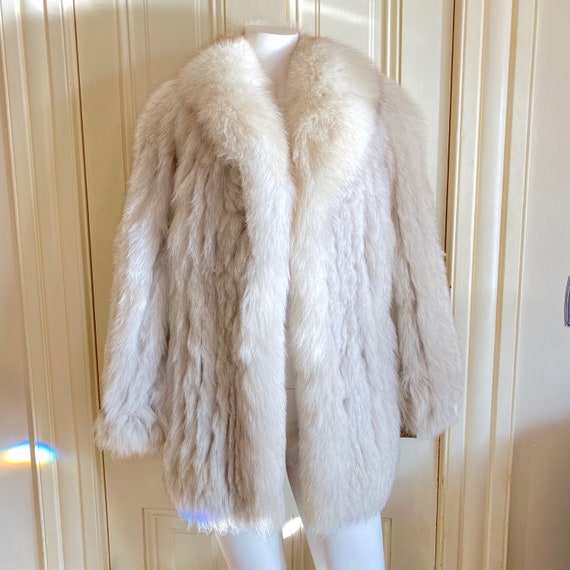 Vintage 80s Blue Fox Jacket / Coat by Saga Fox -