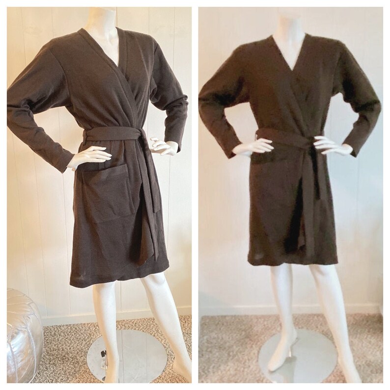 RARE Vintage Yves St Laurent Rive Gauche Chocolate Brown Wrap Dress image 1