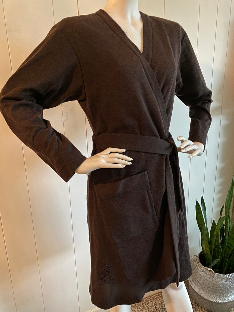 RARE Vintage Yves St Laurent Rive Gauche Chocolate Brown Wrap Dress image 5