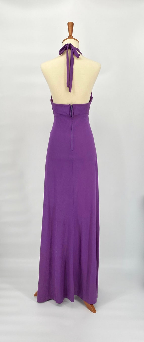 Vintage 1970s Orchid Purple Halter Maxi Dress - image 5