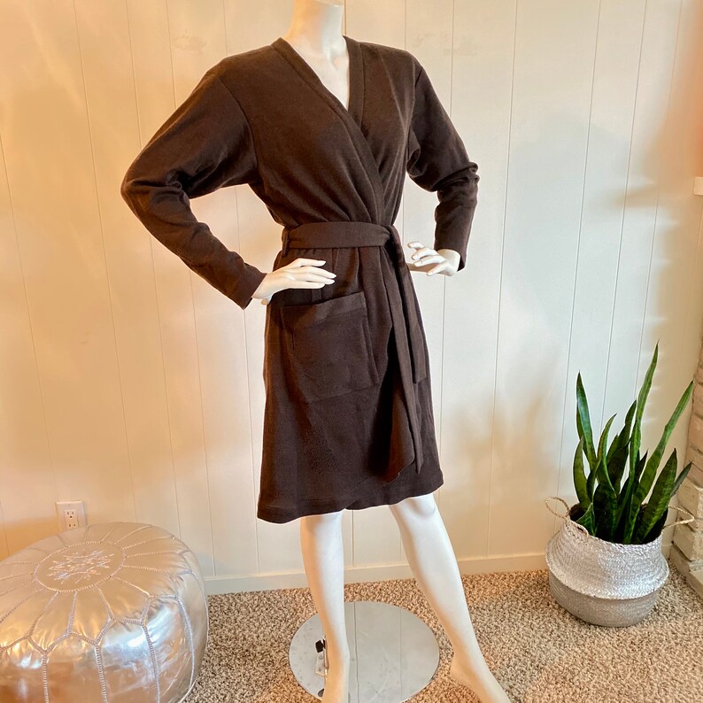 RARE Vintage Yves St Laurent Rive Gauche Chocolate Brown Wrap Dress image 2