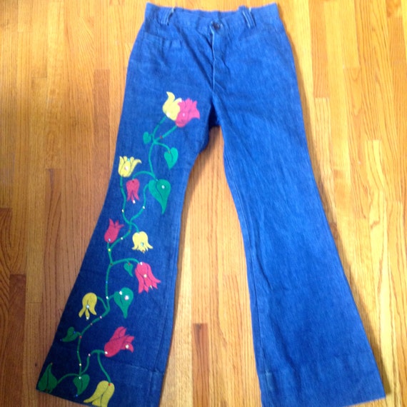 bell bottom jeans with flowers