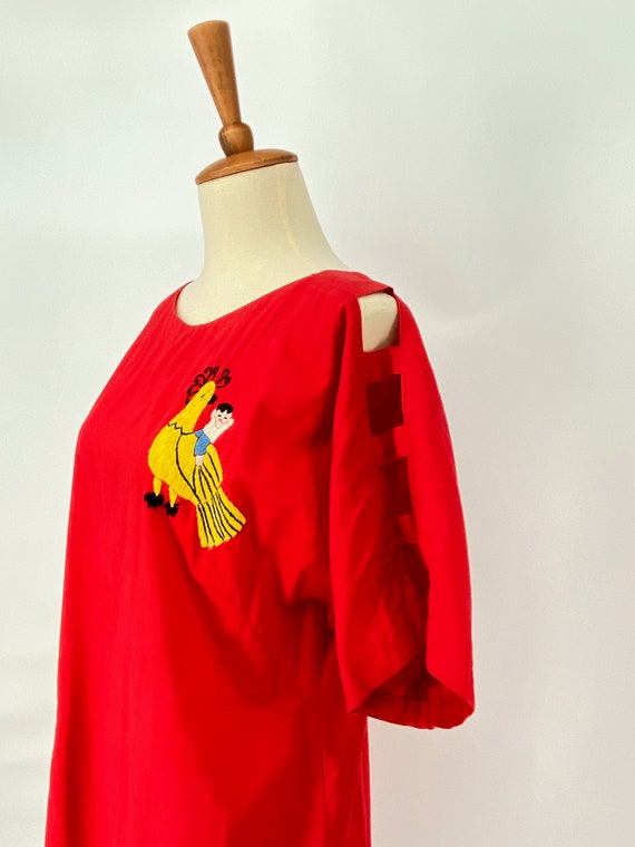 RARE Vintage Dos Cabezas 1970s Red Mexican Embroidere… Gem