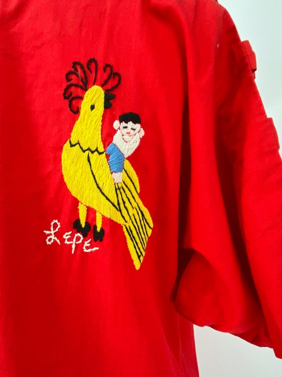 RARE Vintage Dos Cabezas 1970s Red Mexican Embroidere… Gem