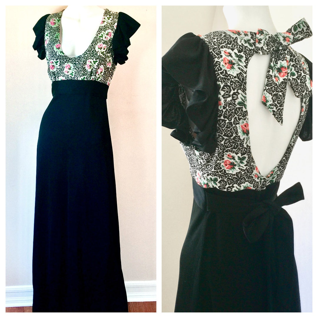 Young Edwardian arpeja ビンテージドレス Vintage Young Edwardian By Arpeja Black Label Wine Floral