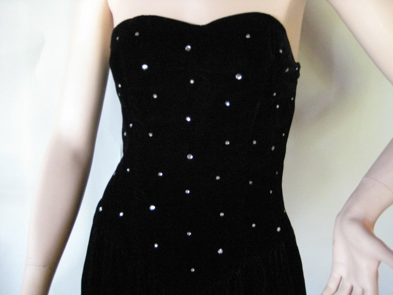 black velvet rhinestone dress