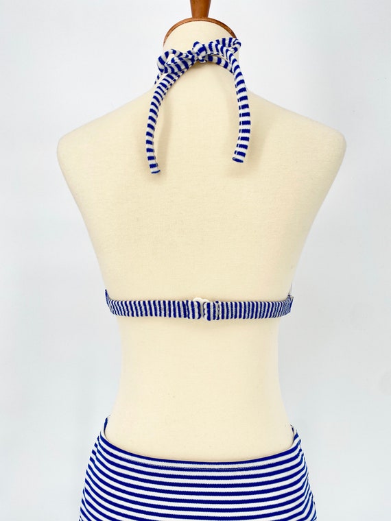 Vintage 1960s 1970s Two-Piece Blue and White Stri… - image 6