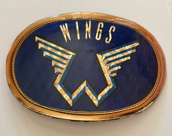 Vintage RARE 1977 WINGS Holographic Rock & Roll Belt Buckle -