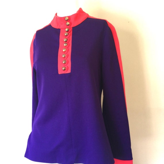 Vintage Swinging 60's Deep Purple and HOT Pink Lo… - image 1