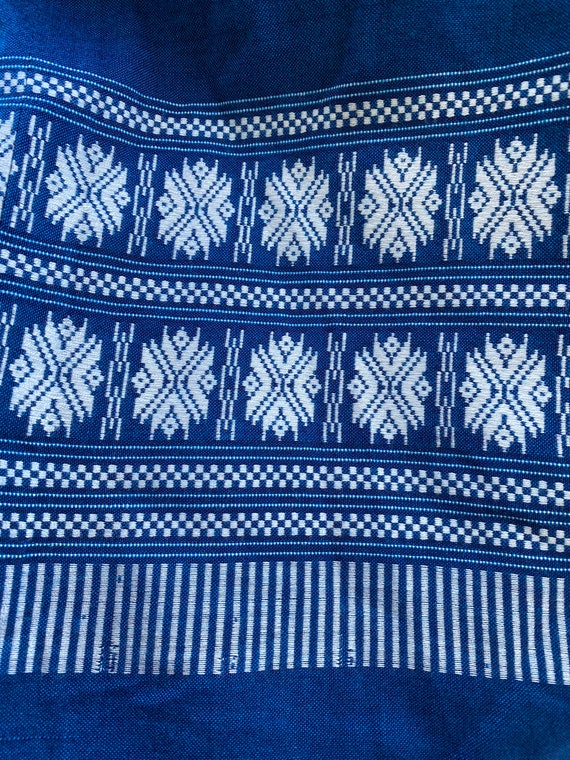 Vintage 60s / 70s Blue and White Textile Indian M… - image 5