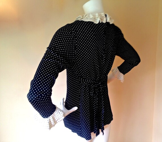 Vintage 1970's Black and White Polka Dot Tunic To… - image 4