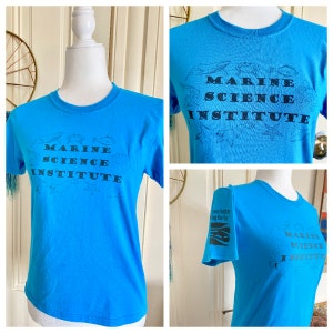 Vintage 90er 'Marine Science Institute' Retro kleines T-Shirt - Ocean Life Animal Graphic - 90er Jahre Kinder Non-Profit Organisation -