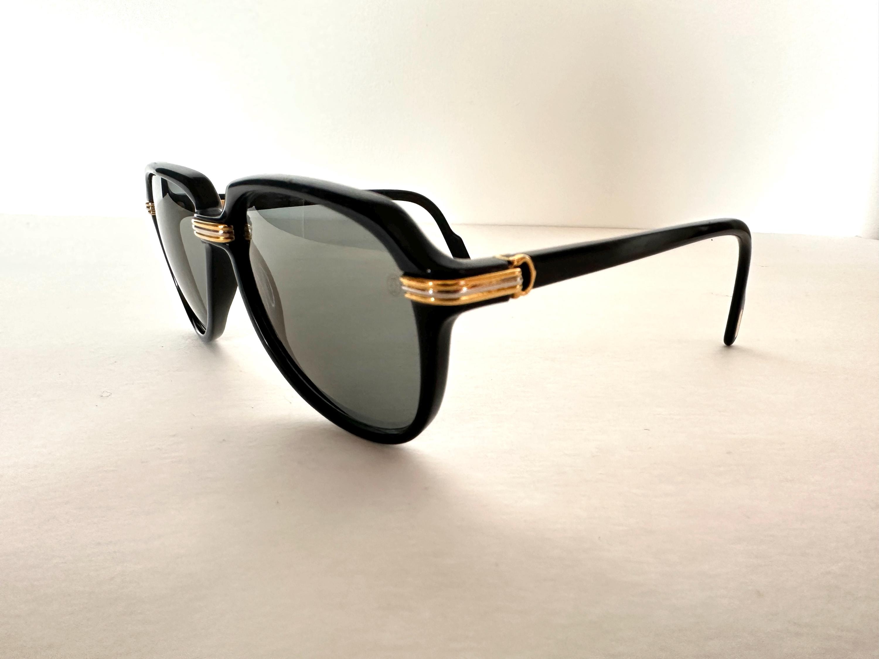 Cartier サングラス 1991年製 黒 Vintage 1991 Cartier Vitesse Sunglasses Gold and Black - Etsy