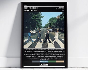 Pôster dos Beatles | Pôster de Abbey Road | Pôster de música rock | Pôster de capa de álbum | Pôster musical para presente | Decoração de parede | 4 cores | Impressão | Pôster