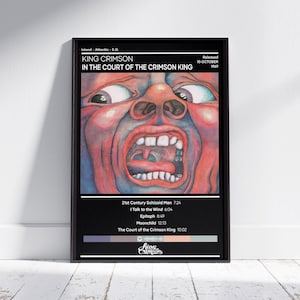Rei Carmesim Pôster | na corte do rei carmesim pôster | música rock pôster | Pôster da capa do álbum | Presente de pôster musical | Decoração de parede