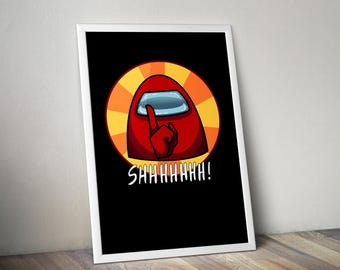 Póster de Among Us / Póster de Among Us Shhhh! / Póster de videojuegos / Póster de juegos / Póster de gamer / Póster de gamer / Decoración de pared / Impresión de juegos / Decoración de habitación