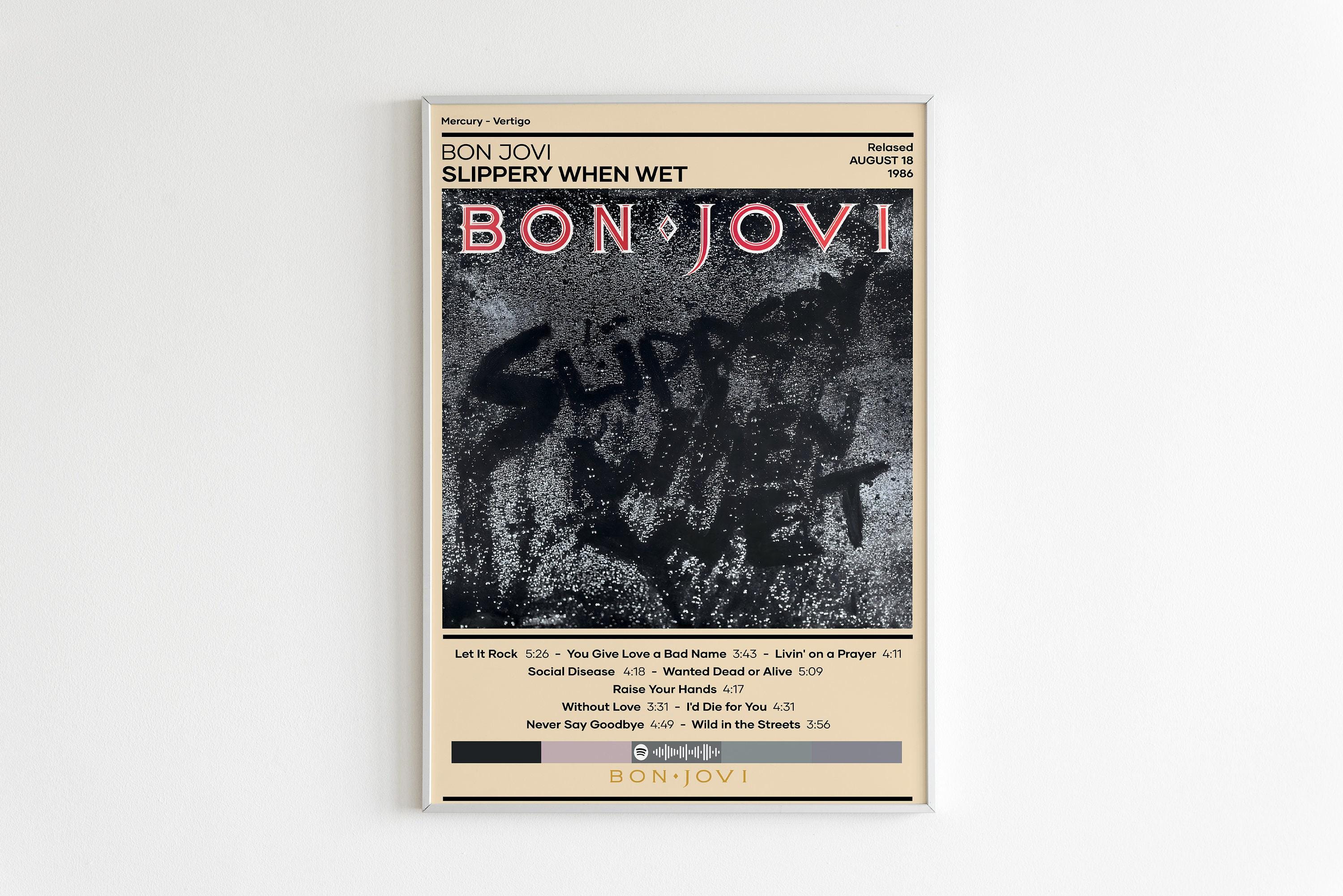 DHWDPO Bon Poster Jovi-Slippery When Wet Album Poster Leinwand Wandkunst Dekor Gemälde für Zuhause, Wohnzimmer, Schlafzimmer, 40 x 60 cm, ungerahmt