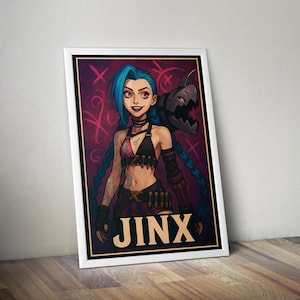Jinx Poster | League Of Legends Jinx Video Game Poster | Gaming Poster | Game Poster | Gamer Poster Gift | Wall Decor | Game Print