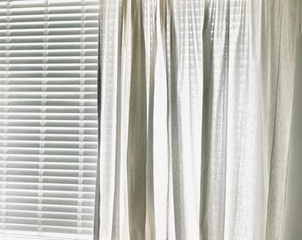 Cortinas de lino, cortinas hechas a mano, cortinas personalizadas, beige natural, cortinas para sala de estar y dormitorio, cortinas transparentes medianas