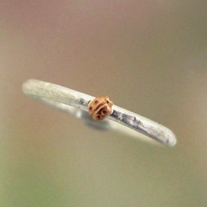 May include: A silver ring with a textured finish and a small, gold ladybug charm.
