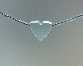 Modern Heart Necklace -Sterling Silver- Silver Heart- Made to order