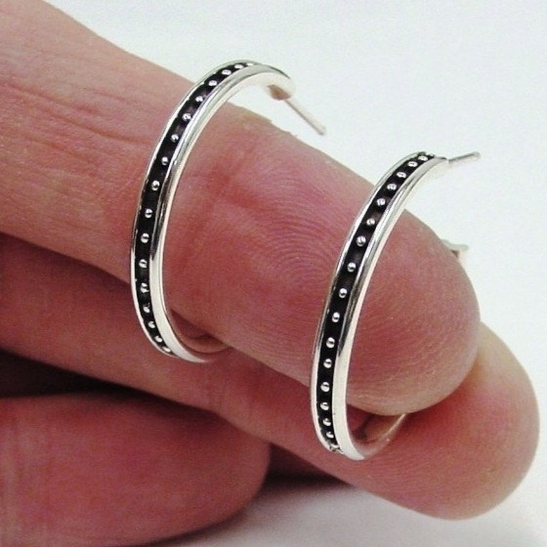 Beaded Hoop Earrings Sterling Earrings Silver Hoop Earrings Made to order