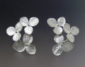 Flower Stud Earrings, Hydrangea Flower, Cluster Earrings, Silver Studs, Flower Earrings, Wedding Earrings, Post Earring, Made to Order