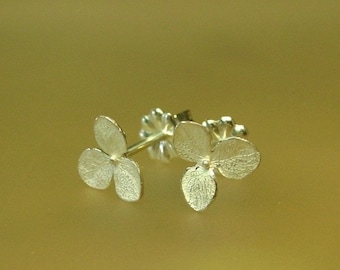 Teeny Silver Hydrangea Flower Stud Earrings, Small Flower Earrings, Delicate Stud earrings, Made to Order