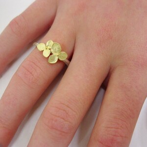 Silver and Gold Ring Hydrangea Stacking Ring, Twig, Leaf Ring, Botanical Jewelry, 18k Flowers, Made To Order image 6