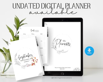 Undated digital planner, daily planner, weekly planner, monthly planner, for any PDF file annotation application
