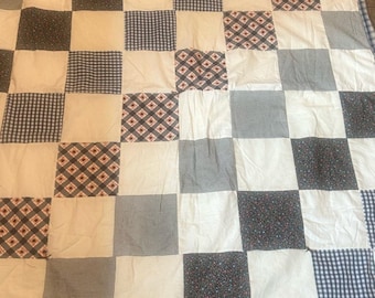 Vintage Patchwork Quilt Squares Handmade Throw Cottage Core