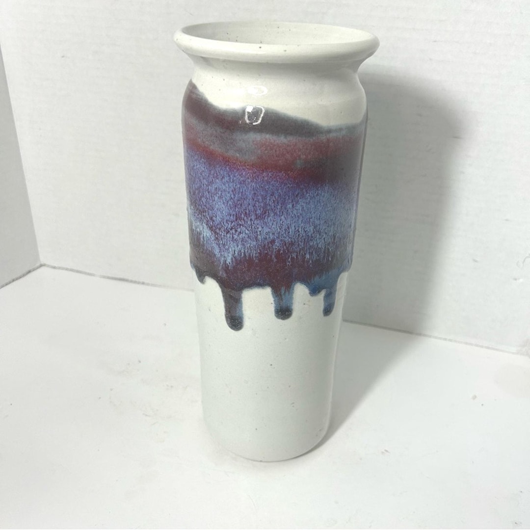 Art Pottery Ceramic Vase Drip Glaze Bruning Pottery Abstract 4x10 ...