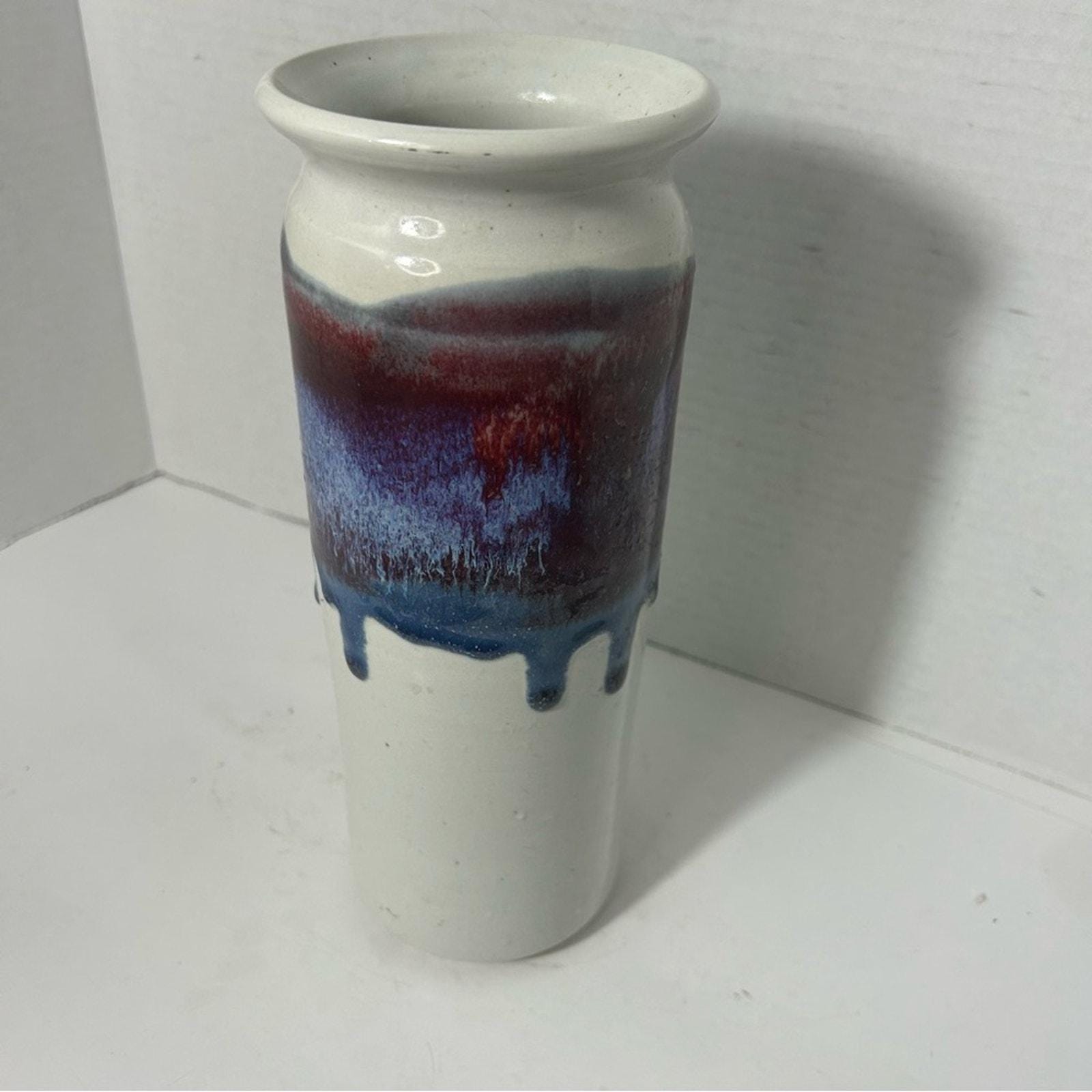Art Pottery Ceramic Vase Drip Glaze Bruning Pottery Abstract 4x10 ...